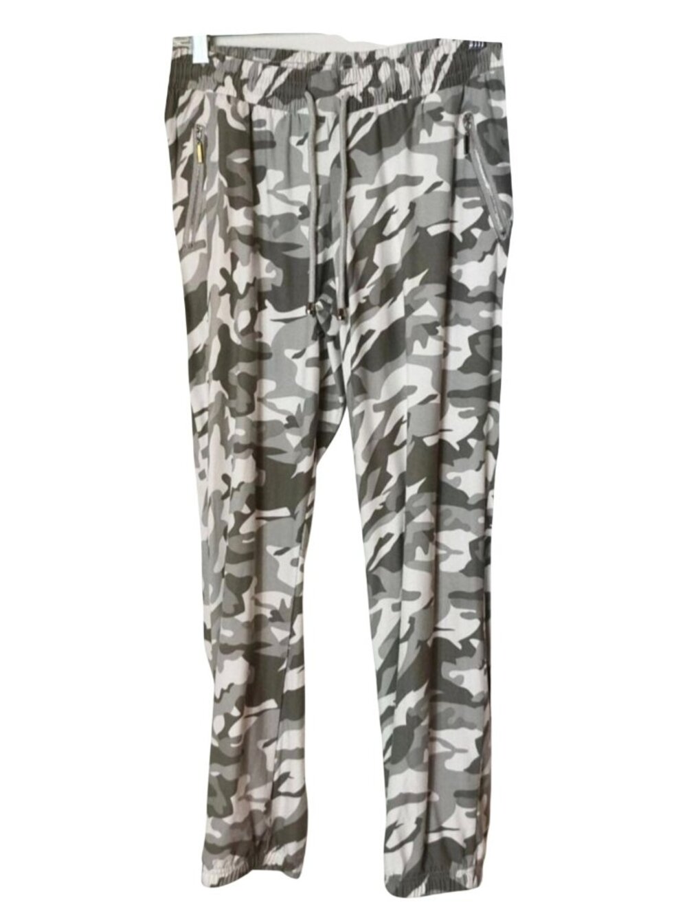 Indero Womens XL Camouflage Jogger Pants Zip Pockets Stretch Comfy Casual Trendy